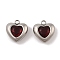 304 Stainless Steel Micro Pave Cubic Zirconia Charms, Platinum, Heart, Red, 10.5x10x5mm, Hole: 1.4mm