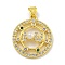 Rack Plating Brass Micro Pave Cubic Zirconia Pendants, with ABS Imitation Pearl, Long-Lasting Plated, Cadmium Free & Lead Free, Round with Word I & U, Real 18K Gold Plated, 24x21x6.5mm, Hole: 4x3mm