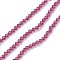 Faceted Glass Beads Strands, Round, Deep Pink, 2~2.5mm, Hole: 0.5mm, about 180~200pcs/strand, 14.5~16.1 inch(37~41cm)