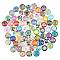 Glass Cabochons, with Self-Adhesive, for DIY Jewelry Making, Half Round with Mixed Patterns, Chakra Theme, 25x6mm