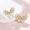Brass Micro Pave Cubic Zirconia Stud Earrings Findings, Butterfly, Real 18K Gold Plated, Cadmium Free & Nickel Free & Lead Free, 16x22mm, Hole: 2x1.3mm