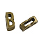 Tibetan Style Alloy Letter Slide Charms, Cadmium Free & Nickel Free & Lead Free, Letter.B, 11x2~8x4mm, Hole: 7x2mm, about 1135pcs/1000g