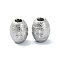 Tarnish Resistant 316 Surgical Stainless Steel Beads, Textured, Oval with Star, Stainless Steel Color, 10x8mm, Hole: 3mm
