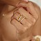 Brass Micro Pave Cubic Zirconia Finger Rings, Stackable Rings, Platinum & Golden, US Size 7(17.3mm)