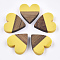 Resin & Walnut Wood Multi Strand Links, Heart, Gold, 24.5~25x24x5~6mm, Hole: 2mm