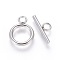 Non-Tarnish 304 Stainless Steel Toggle Clasps, Ring, Stainless Steel Color, Ring: 17.5x13x2mm, Bar: 7x18x2mm, Hole: 3mm