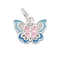 925 Sterling Silver Enamel Butterfly Charms, with Jump Rings ang 925 Stamp, Platinum, Rhodium Plated, Pink, 10x12x2mm, Hole: 4mm