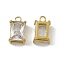 PVD Vacuum Plating 201 Stainless Steel Glass Charms, Rectangle, Real 18K Gold Plated, 10x6x4.5mm, Hole: 1.4mm