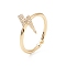 Adjustable Brass Micro Pave Clear Cubic Zirconia Cuff Rings, Open Rings, Long-Lasting Plated, Lightning Bolt, Real 18K Gold Plated, 2mm, Inner Diameter: 16.6mm