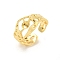 Brass Open Cuff Ring Settings, for Half-drilled Beads, Golden, 5~11.5mm, Adjustable, Pin: 1mm