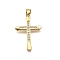 Brass Micro Pave Cubic Zirconia Pendants, Cross, Long-Lasting Plated, Lead Free & Cadmium Free, Real 18K Gold Plated, 27.5x19.5x2mm