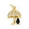 Rack Plating Brass Micro Pave Cubic Zirconia Pendants, Long-Lasting Plated, Lead Free & Cadmium Free, with Jump Ring, Umbrella Charms, Real 18K Gold Plated, 16x12x4.5mm