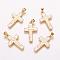 Freshwater Shell Pendants, with Brass Findings, Cross, Golden, 26x16x2.5mm, Hole: 3.5x5mm