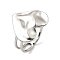 Non-Tarnish 304 Stainless Steel Open Cuff Rings, Hammered Heart, Stainless Steel Color, US Size 6 1/2(16.9mm)