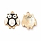 Alloy Enamel Pendants, Golden, Owl Charm, Black, 18x14.5x2mm, Hole: 1.4mm