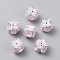 Handmade Polymer Clay Rhinestone Beads, with Acrylic Pearl & Cubic Zirconia, Cube, Pink, 17.5~18x19~20x19~20mm, Hole: 1.8mm