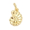 Rack Plating Brass Pendants, Conch Charms, Long-Lasting Plated, Lead Free & Cadmium Free, with Jump Ring, Real 18K Gold Plated, 11x7.5x2mm, Hole: 3mm