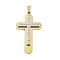 PVD Vacuum Plating 304 Stainless Steel Rhinestone Big Pendants, Cross Charm, Golden, 59x33.5x4mm, Hole: 7.6x4.5mm