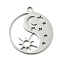 Non-Tarnish 304 Stainless Steel Pendants, Laser Cut, Stainless Steel Color, Flat Round Charm, Sun, 25x21.5x1mm, Hole: 2.5mm