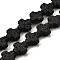 Natural Lava Rock Beads Strands, Cross, Dyed, Black, 14x14x6mm, Hole: 1.5mm, about 28pcs/strand, 15.94''(40.5cm)