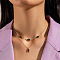 Alloy Emerald Rhinestone Pendant Double Layer Necklaces for Women, Golden, Rectangle, 13.39 inch(34cm)