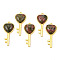 Natural Unakite Pendants, with Light Gold Plated Brass Findings, Key with Heart Charm, 38x17x6.5~7mm, Hole: 1.8mm