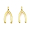Brass Pendants, Long-Lasting Plated, Lead Free & Cadmium Free, Wishbone Charm, Real 18K Gold Plated, 18.5x8.5x2mm, Hole: 3x2mm