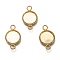 304 Stainless Steel Cabochon Connector Settings, Plain Edge Bezel Cups, Flat Round, Real 18K Gold Plated, Tray: 10mm, 20x12x2mm, Hole: 2.5mm