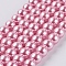 Eco-Friendly Dyed  Glass Pearl Round Beads Strands, Grade A, Cotton Cord Threaded, Pearl Pink, 8mm, Hole: 0.7~1.1mm, about 52pcs/strand, 15 inch