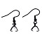 304 Stainless Steel Hooks, Ear Wire, with Ice Pick Pinch Bails, Electrophoresis Black, 27x20mm, 21 Gauge, Pin: 0.7mm
