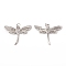 Brass Micro Pave Cubic Zirconia Pendants, Cadmium Free & Nickel Free & Lead Free, with Jump Ring, Dragonfly Charms, Platinum, 23x30x3mm, Hole: 3mm