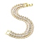 Brass Micro Pave Cubic Zirconia Bracelets for Women, Real 18K Gold Plated, 7-5/8 inch(19.5cm)