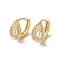 Brass Micro Pave Cubic Zirconia Hoop Earring, Light Gold, 15x10mm