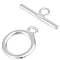 5 Sets 925 Sterling Silver Ring Toggle Clasps, Silver, 11x8.5mm, Hole: 1.2mm