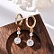 Brass Micro Pave Clear Cubic Zirconia Leverback Earrings, Rack Plating, Long-Lasting Plated, Lead Free & Cadmium Free, Flat Round, Golden, 28.5x6mm