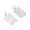 Brass Pendants, with Jump Rings, Long-Lasting Plated, Rectangle with Hamsa Hand/Hand of Fatima/Hand of Miriam, Platinum, 16.6x10x1.3mm, Hole: 2.8mm