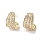 Rack Plating Brass Micro Pave Cubic Zirconia Stud Earring, with Plastic Imitation Pearl, Cadmium Free & Lead Free, Long-Lasting Plated, Real 18K Gold Plated, 18.5x13.5mm