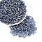 Picasso Baking Paint Glass Seed Beads, Round, Steel Blue, 4~4.5mm, Hole: 1mm, about 4500pcs/pound