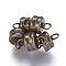 Brass Magnetic Clasps with Loops, Flat Round, Antique Bronze, 11x7mm, Hole: 2mm