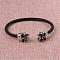 304 Stainless Steel Cuff Bangles, Skull Findings, Gunmetal, 60x55mm