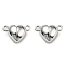 Rack Plating Alloy Magnetic Clasps, Cadmium Free & Lead Free, Heart, Long-Lasting Plated, Silver, 9.5x15x6.5mm, Hole: 1.4mm