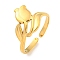 Ion Plating(IP) Tulip 304 Stainless Steel Open Cuff Finger Rings for Women, Real 18K Gold Plated, 13mm
