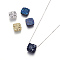 Brass Pendant Necklaces, with Druzy Resin and Box Chains, Square, Platinum, Mixed Color, 17.71 inch(45cm), Pendant: 10x10x3~4.5mm