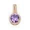 Brass Micro Pave Cubic Zirconia Pendants, Round Charms, Long-Lasting Plated, Lead Free & Cadmium Free, Light Gold, 20x11.5x6mm, Hole: 7x2mm