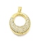 Rack Plating Brass Micro Pave Cubic Zirconia Pendants, Round, Lead Free & Cadmium Free, Long-Lasting Plated, Real 18K Gold Plated, 27.5x21.5x7.5mm, Hole: 3.5x5mm