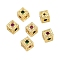 Brass Micro Pave Cubic Zirconial Beads, Cube, Rack Plating, Long-Lasting Plated, Cadmium Free & Lead Free, Real 18K Gold Plated, 4x4x4mm, Hole: 0.8mm