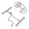 Brass Micro Pave Cubic Zirconia Chain Extender, Necklace Layering Clasps, with 5 Strands 10-Hole Ends and Lobster Claw Clasps, Nickel Free, Clear, Real Platinum Plated, 50mm, Clasp: 10x6x2.5mm, Extend Chain: 40x3mm, End: 8.5x27x2mm, Hole: 1.2mm