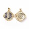Brass Micro Pave Clear Cubic Zirconia Pendants, Cadmium Free & Lead Free, Fish, Medium Purple, 25x23x4mm, Hole: 3.5x5mm