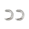Brass Clear Cubic Zirconia Beads, Moon, Platinum, 10.5x8.5x3.5mm, Hole: 1mm and 2x1mm