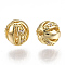 Brass Filigree Beads, Filigree Ball, with Cubic Zirconia, Round, Clear, Nickel Free, Real 18K Gold Plated, 8mm, Hole: 1mm
